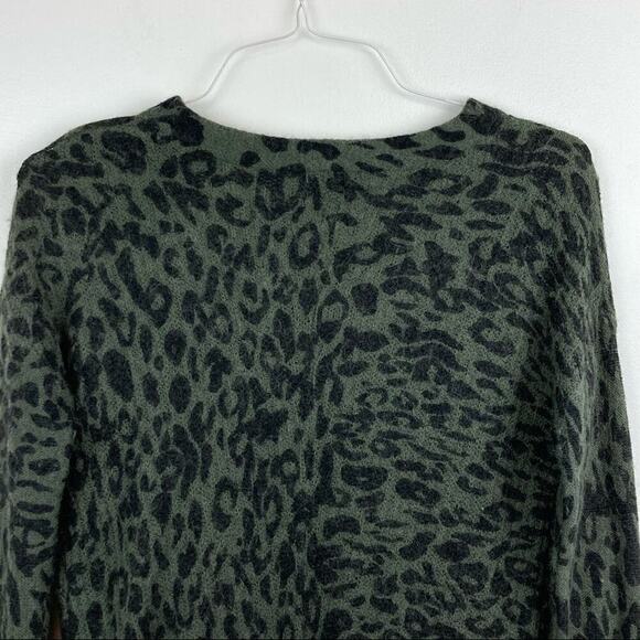 RAILS Wool/Alpaca Blend Joanna Animal Print Crewneck Sweater in Olive Leopard - Picture 10 of 12